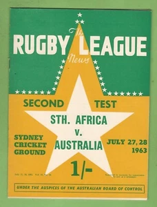 #QQ. RUGBY LEAGUE NEWS 27-28/7 1963 - SOUTH AFRICA V AUSTRALIA - Picture 1 of 2