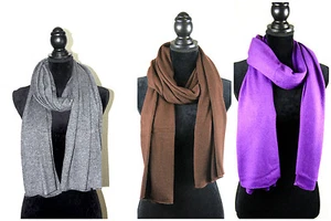 Scarf Pure Cashmere Knitted Men Women Grey Soft Red Wool Black Warm Muffler - Picture 1 of 254