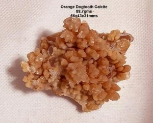 ORANGE DOGTOOTH CALCITE, 88.7gms, *BIG* CRYSTALS, BEAUTIFUL COLOR,*NATURAL* - Picture 1 of 3