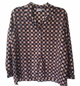 Tan Jay Women's Long Sleeve Button Up Blouse Blue Multicolor Design Size 18W - Picture 1 of 6