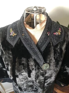 Edwardian Black Velvet Coat With Faux Persian Lamb Details & Ornate Buttons - Picture 1 of 15