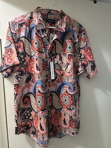 Neu mit Etikett SS koralle Melone Mandala Paisley, Paisley & grau Button-Down-Hemd XL für Herren - Bild 1 von 4