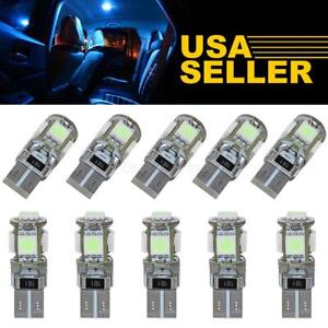 10x Ice Blue T10 168 194 Car License Plate Dome Light 5 LED Canbus Bulbs Lamp