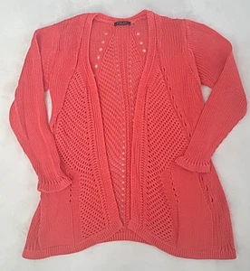 Fylo Women's Coral Open Knit Cardigan Sweater Size M Lightweight & Stylish Boho - Picture 1 of 18