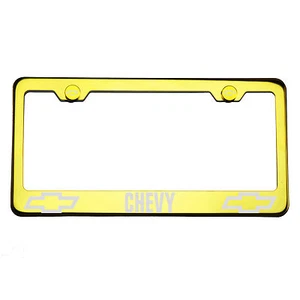 T304 Gold Chrome License Plate Frame Stainless Steel Silver Chevy Laser Etched - Imagen 1 de 11