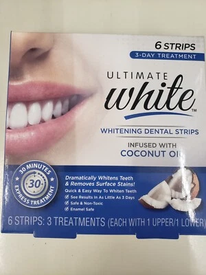 Ultimate White Whitening Dental Strips Infused With Coconut Oil  6 Strips - Image 1 of 2