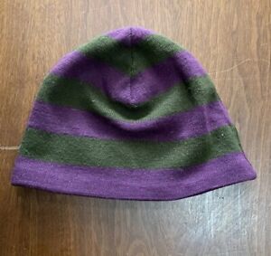 Vintage Patagonia Striped Capilene Hat - Made In Italy - Green And Purple - Rare