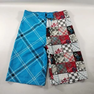 LEVI’S Blue Plaid Lined Swim Trunks Board Shorts Mens Boys Size Large - Picture 1 of 6