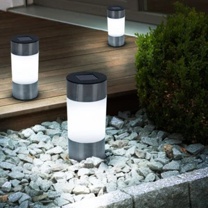 LED Solar Lampen Edelstahl Außen Garten Weg Erdspieß Steck Leuchten Akku 3er Set - Bild 1 von 10