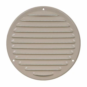 Beige Metall Rund Lüftungsgitter 160mm / 199mm mit Fliegengitter Flachkanalabdeckung - Bild 1 von 2