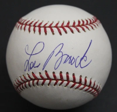 Lou Brock (d.2020) St Louis Cardinals HOF Autographed Signed MLB Baseball JSA - Image 1 of 4
