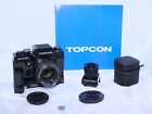 Kamera Topcon Super DM czarna. Obiektyw GN-Topcor 50mm f1.4. Nawijarka samochodowa Topcon. CLA!