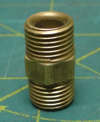3/8" Male SAE Straight Brass Pipe Hydraulic Hose Adapter Nipple Fitting  - Image 1 of 3