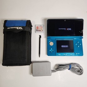 Nintendo 3DS Handheld Console - CTR-001 (USA) - Aqua Blue - w/ Charger & Case