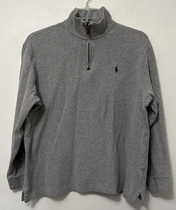 Polo Ralph Lauren Mens XL Heather Gray Cotton Estate Rib Quarter Zip Pullover - Picture 1 of 6