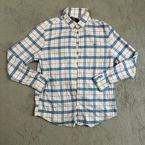 Vineyard Vines Slim Fit Whale Shirt Long Sleeve White Blue Checker Men’s Large - Picture 1 of 10