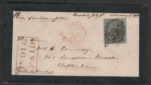 (FP) India Sc 9, 4a on 1858 Mourning Cover, Boxed INDIA PAID H/S Ex King - Picture 1 of 2
