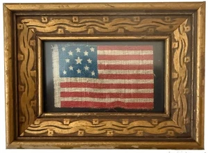 Circa 1876 ANTIQUE 13 Star Centennial American Parade Flag Folk Art Medallion - Picture 1 of 16