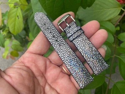 Pulseira de relógio de couro 16 17 18 19mm 20mm 21mm 22mm 24mm 26 holograma arraia - Imagem 1 de 4