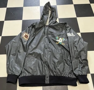 Mighty Ducks Vintage 90’s NHL Black Button Up Hooded Jacket Great Condition Rare - Picture 1 of 6