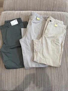 Uniqlo Men's 34x 28 Stretch Cotton Slim Fit Chino Pants Tan And Olive 3 Pack - Picture 1 of 5