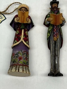 Jim Shore Christmas Ornament Set Of 2 Man Woman Caroler Enesco Collectible NWT - Picture 1 of 13