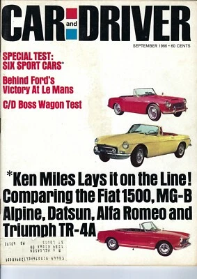 1966 MGB, Alpine, TR-4A, Fiat, Alfa Romeo, Datsun, AMC, vintage Car and Driver. Foto 1 de 2