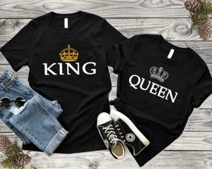 T-shirt coppia abbinata KING QUEEN CREA CLASSICA coppia abbinata amore maglietta - Foto 1 di 8