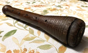 Antique Wooden 12" Primitive Country Beehive Ribbed Bobbin Textile Spool Spindle - Picture 1 of 24