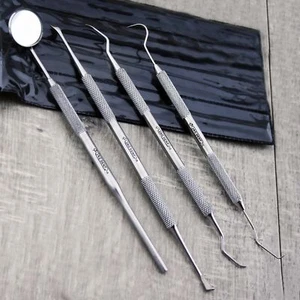 Professional Dental Kit Scaler, Probe, Steel Pick Mouth Mirror, Tooth Scrapers - Picture 1 of 4