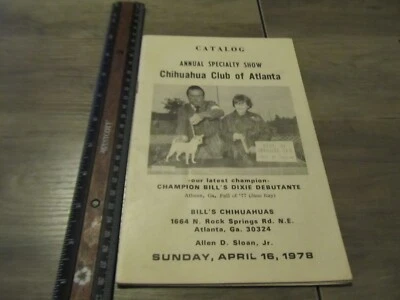 Folleto Catálogo Exposición Canina Chihuahua Club of Atlanta 1978 Foto 1 de 4
