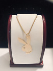 Bunny Playboy Pendant with 18" Chain Necklace in 18K Yellow Gold Over For Unisex
