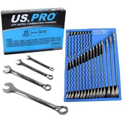 25pc METRIC COMBINATION SPANNER SET by US PRO TOOLS 6mm/32mm In EVA Foam Tray - Image 1 of 4