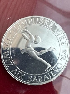 YUGOSLAVIA 1983 Silver .925 Coin 100 Dinars KM # 98 XIV OLYMPIC WINTER GAMES - Picture 1 of 9