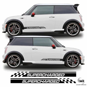 Supercharged Side Stripes For Mini Cooper S JCW Vinyl Decal Sticker Graphics - Picture 1 of 3