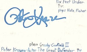 Peter Krause Actor Great Defender 6 Feet Under TV Autographed Signed Index Card