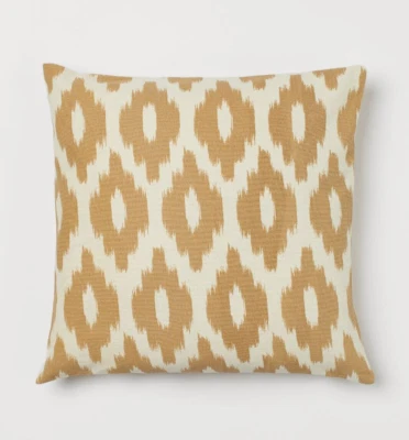 H&M HOME FODERA CUSCINO PATERNA QUADRATA CREMA MARRONE BOHO TRIBALE 50 X 50 CM - Immagine 1 di 2