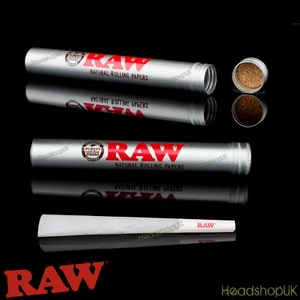 RAW Aluminium Aufbewahrungsrohr Kegelhalter Torpedo mit Korkdichtung 2 halten Gerüche drin - Bild 1 von 19