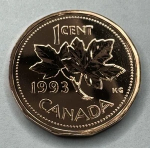 1993 Canadian Penny Proof-Like 1Cent Münze Stempelglanz direkt aus Set - Bild 1 von 10
