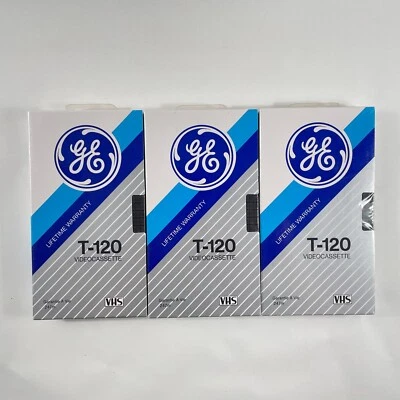 GE T-120 Hi-Fi 6 horas VHS Videocassette en Blanco SELLADO NUEVO PAQUETE DE 3 Foto 1 de 3