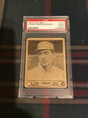 1940 Play Ball Frank Home Run Baker #177 PSA 2 MK - Image 1 of 2
