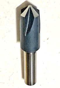 3/8" 100 DEGREE HSS 4 FLUTE COUNTERSINK 1/4 SHANK N.Y. MADE IN USA 1 PIECE NEW - Picture 1 of 12