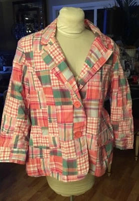 CHAQUETA BLAZER COAST2COAST PATCHWORK CUADROS Talla XL Abrigo Botón Rosa (CAJA 2) Foto 1 de 4