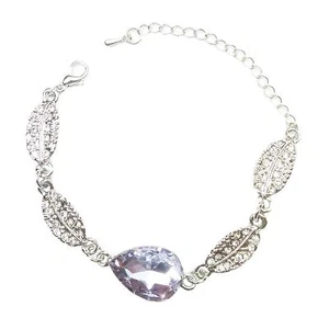 Ladies Girls Jewellery Bracelet Silver Light Purple Teardrop Leaf Christmas UK - Imagen 1 de 3