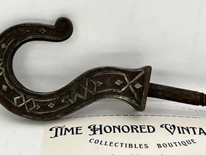 Verzierter Haken Silber Metall Handarbeit ANTIK SCHWER EISEN befestigt Schraube - Bild 1 von 8