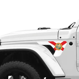 Florida State Flag Vinyl Fender Decal Set Fits Jeep Wrangler JL/Jeep Gladiator - Foto 1 di 7