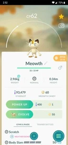 Pokémon GO ∥ 2016 Lucky Pokémon ∥ Legacy Meowth - Body Slam ∥ - Picture 1 of 2