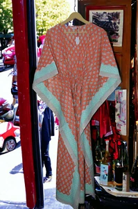 Women's Kaftans Dresses Traditional Hand Block printed caftan sleep wear b33 - Picture 1 of 7