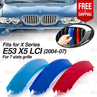 M-Sport 7 Slats Kidney Grille 3 Colour Cover Clips for BMW X5 E53 LCI 2004-2007 — 第 1/4 张图片