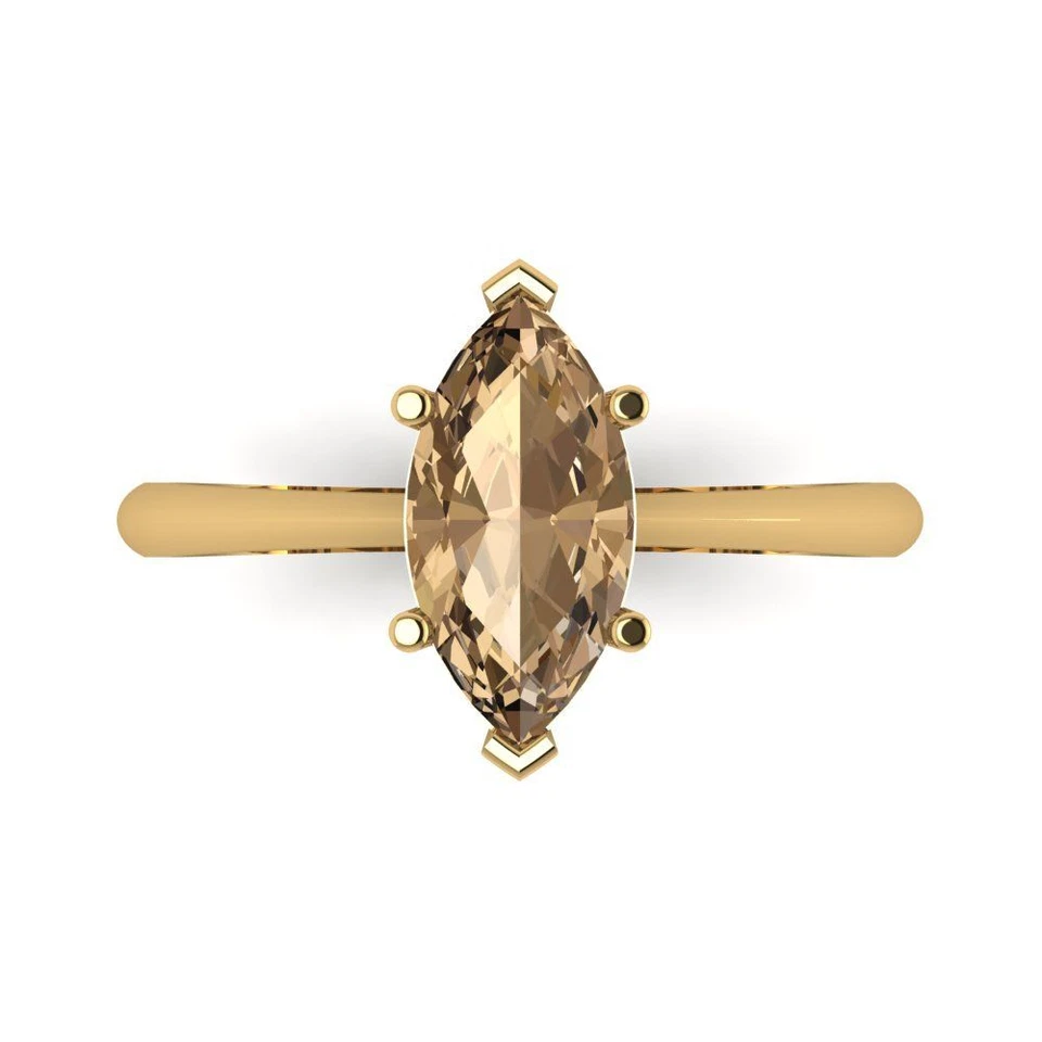 1.5 cttw Simulated Champagne Diamond Solitaire Gold Ring - Anniversary Gift - Image 1 of 1